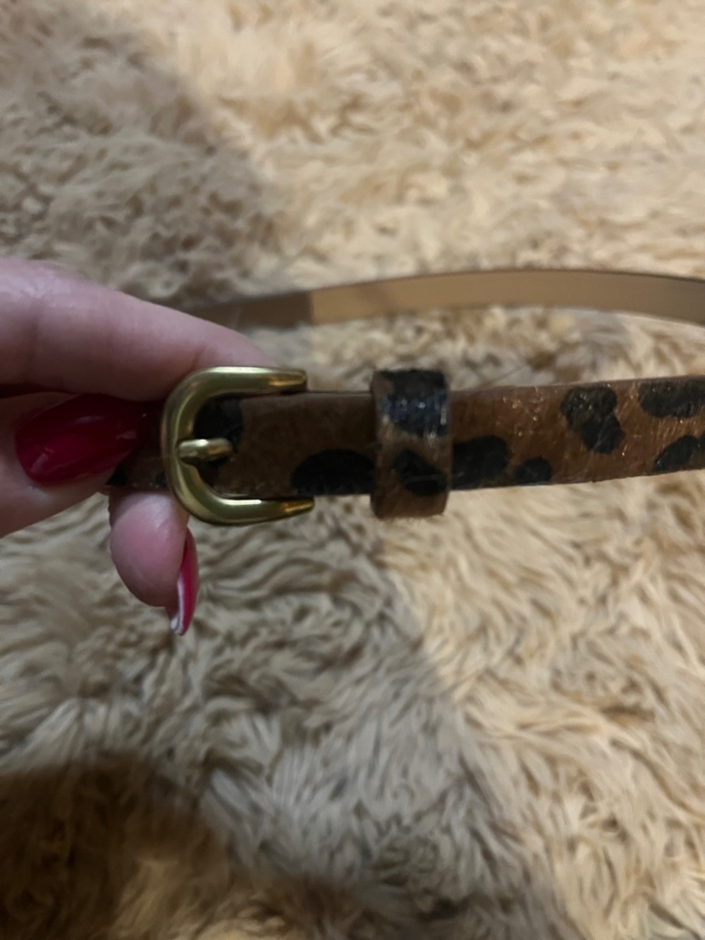 Gap Leopard Print Skinny Women’s Belt with Gold Buckle, Size Medium - Picture 2 of 4